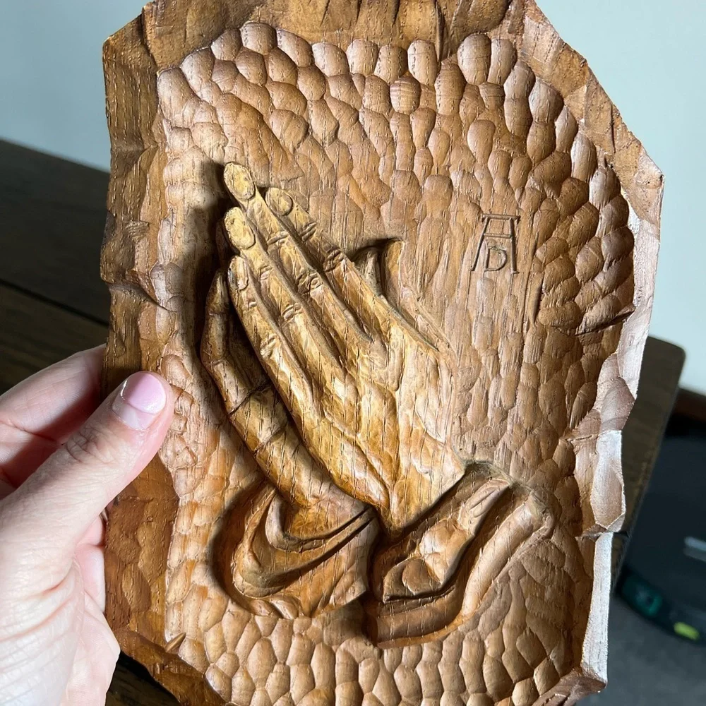 Vintage Albrecht Durer Praying Hands Metal Wood Wall Plaque Made In Germany
